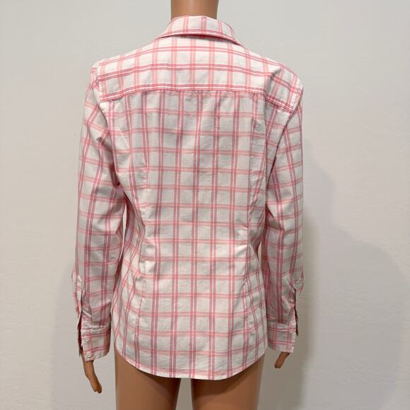 EUC Izod medium plaid check button front top blouse TB2 2339 - Picture 8 of 11